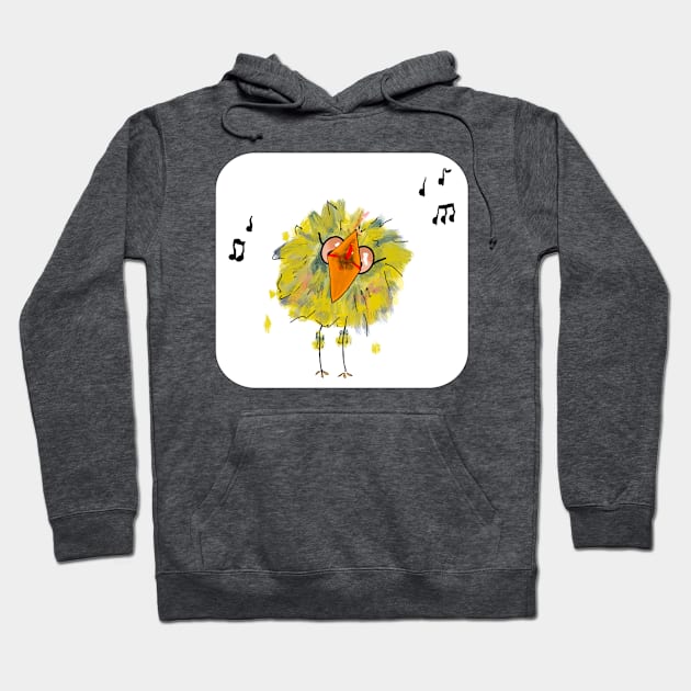 Funny Bird Singing Hoodie by designs-by-ann